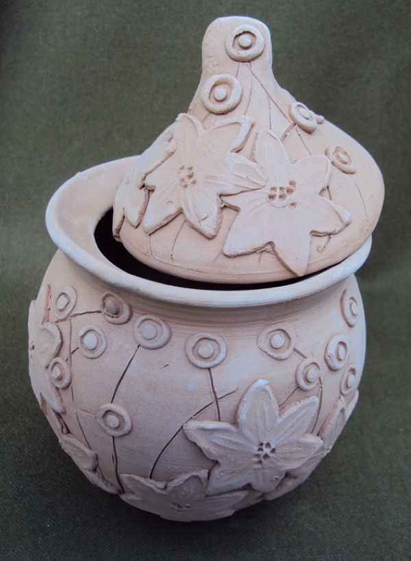 Vas ceramica cu capac model mar
